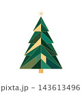 Emerald Geometric Christmas Tree with Golden Star and Fine Line Decoration 143613496