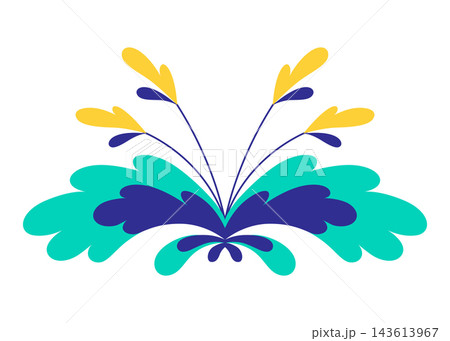 Mexican traditional flower. Ethnic embroidery decoration. Ornate folk graphic, wallpaper element. Festive mexican floral motif. Vector illustration Mexican traditional flower. Ethnic embroidery decoration. Ornate folk graphic, wallpaper element. Festive mexican floral motif. Vector illustration 143613967