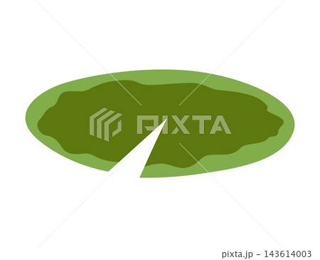 Floating lily illustration. Simple pond lily design. Minimalist illustration of floating lily pad. Isolated green lily pad with subtle shading for branding purposes Floating lily illustration. Simple pond lily design. Minimalist illustration of floating lily pad. Isolated green lily pad with subtle shading for branding purposes 143614003