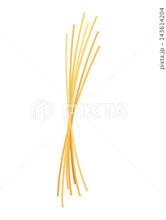 Raw spaghetti pasta realistic. Traditional Italian product for cooking different dishes, Bolognese, Carbonara and others. Delicious food icon isolated on white background. Vector illustration Raw spaghetti pasta realistic. Traditional Italian product for cooking different dishes, Bolognese, Carbonara and others. Delicious food icon isolated on white background. Vector illustration 143614204