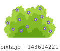 Bush with flowers icon. Cartoon forest and park shrubbery with floral elements. Landscape scene create element. Vector cartoon illustration 143614221