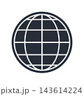 World globe icon. Abstract wireframe geometric planet earth logo, linear global worldwide network symbol, modern round web sign 143614224