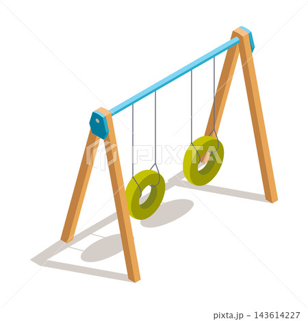 Isometric kids playground item. Isolated icon of play equipment for children. Sports equipment element. Vector illustration 143614227