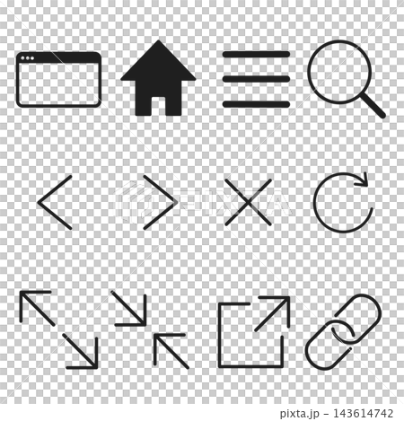 Browser operation icon set, web buttons, simple, black. Browser operation icon set, web buttons, simple, black. 143614742
