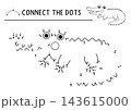 Vector safari dot-to-dot and color activity with cute crocodile. Black and white connect the dots game for children with savanna animal. African savannah line printable worksheet, coloring page 143615000