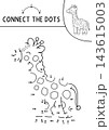 Vector safari dot-to-dot and color activity with cute giraffe. Black and white connect the dots game for children with funny savanna animal. African savannah line printable worksheet, coloring page 143615003