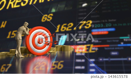 Businessman Planning Financial Target Strategy 3d render. Businessman Planning Financial Target Strategy 3d render. 143615578