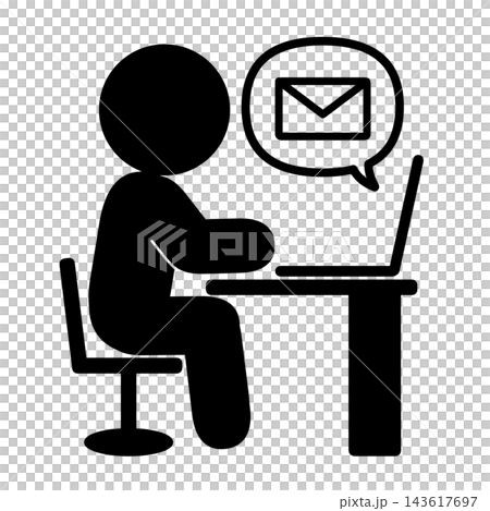 A simple pictogram of a person sending an email. A simple pictogram of a person sending an email. 143617697