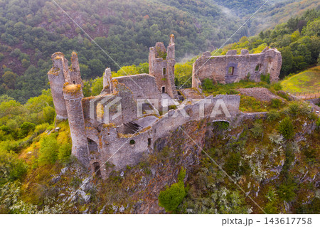 Scenic view of the ruin castle Chateau Rocher Scenic view of the ruin castle Chateau Rocher 143617758