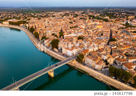 Aerial view of old town Arles, France 143617796
