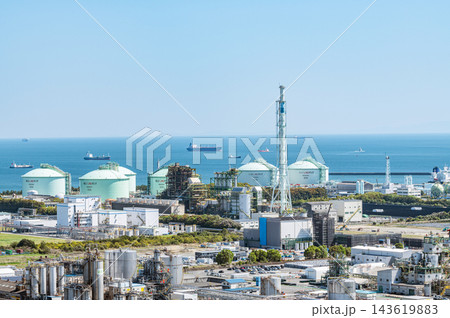 火力発電所と周辺の風景 火力発電所と周辺の風景 143619883