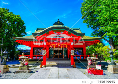 晴天の呉服神社 社殿と青空 大阪府池田市 晴天の呉服神社 社殿と青空 大阪府池田市 143619943