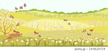 vector drawing spring landscapes vector drawing spring landscapes 143620724