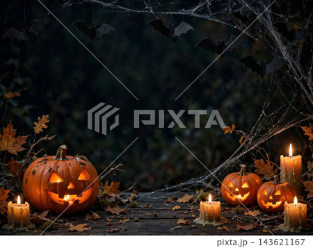 闇に光るハロウィンの背景素材 143621167