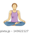 Illustration of person meditating in lotus position 143622127