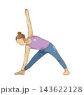 Illustration of woman performing triangle pose in yoga 143622128