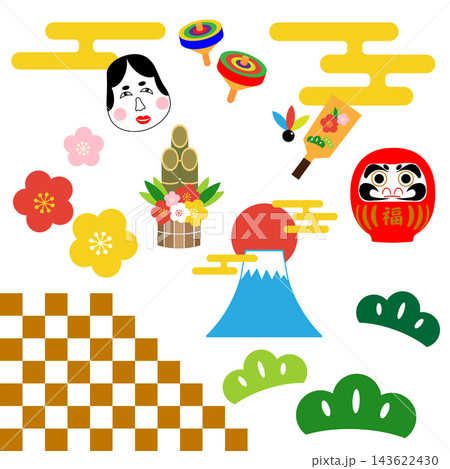 かわいいお正月のイラスト かわいいお正月のイラスト 143622430