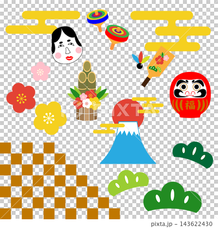 かわいいお正月のイラスト かわいいお正月のイラスト 143622430