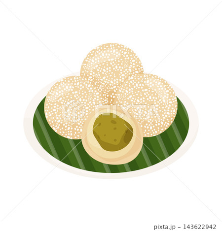 Illustration of Onde-Onde Indonesian Food 143622942