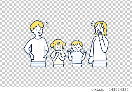 A heartwarming illustration of a family of four. A heartwarming illustration of a family of four. 143624323