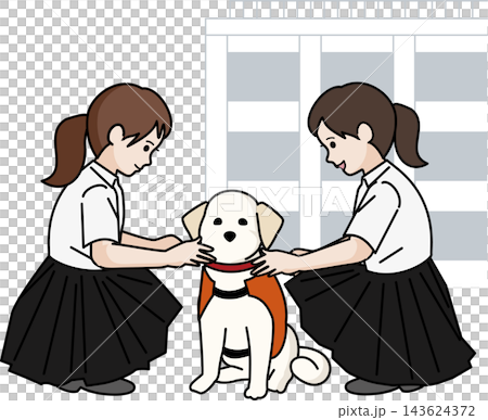一隻校犬和兩名女學生 143624372