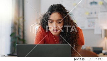 Female student, laptop and assignment for reading, education and understand details in dormitory. Girl, college research and thesis for studying, planning and project instructions on campus residence Female student, laptop and assignment for reading, education and understand details in dormitory. Girl, college research and thesis for studying, planning and project instructions on campus residence 143624999