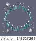 クリスマスの雪の結晶と木のイラストのフレーム 143625268