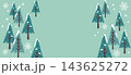 雪と木のイラストの背景　バナー 143625272