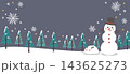 雪だるまと雪の結晶のイラストの背景フレーム 143625273