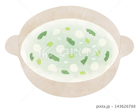 土鍋で作った七草粥のイラスト 水彩風 土鍋で作った七草粥のイラスト 水彩風 143626788