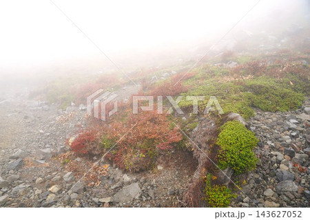 雲海に抱かれた那須高原茶臼岳　紅葉の風景 143627052