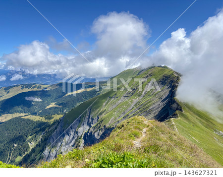 Sharp alpine ridge of Mont Joly near Les Contamines-Montjoie, France Sharp alpine ridge of Mont Joly near Les Contamines-Montjoie, France 143627321