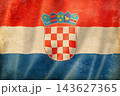 Old vintage flag of Croatia, worn and stained 143627365
