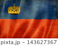 Old vintage flag of Liechtenstein, worn and stained 143627367