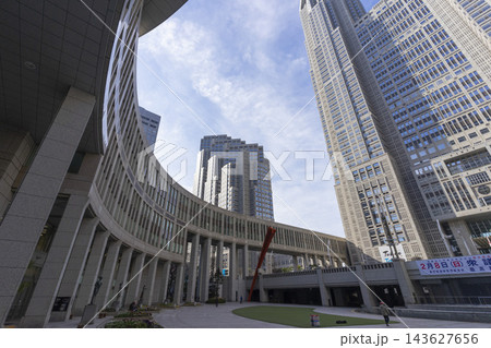 Tokyo, Japan - Feb 5, 2026 : Unidentified people visit Tokyo Metropolitan Government Office Building with blue sky in Tokyo, Japan on Feb 5, 2026. Tokyo, Japan - Feb 5, 2026 : Unidentified people visit Tokyo Metropolitan Government Office Building with blue sky in Tokyo, Japan on Feb 5, 2026. 143627656