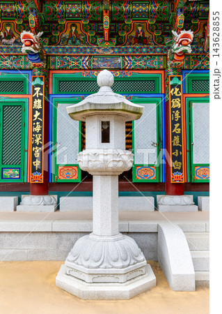 Stone lantern at the entrance to the Dragon King Hall at Bomunsa Temple on Ganghwado Island 143628855