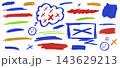 怒りやイライラを表現する手描きマーカー線と顔文字セット 143629213