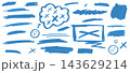 怒りやイライラを表現する手描きマーカー線と顔文字セット 143629214
