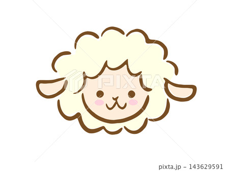 かわいい羊のお顔だけゆるイラスト 143629591