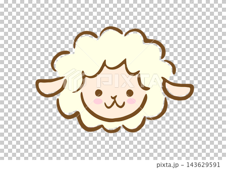 かわいい羊のお顔だけゆるイラスト 143629591