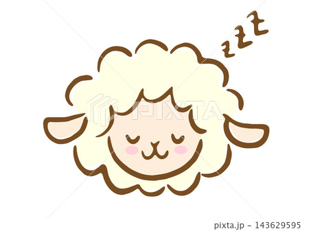 眠っているかわいい羊のお顔だけゆるイラスト 眠っているかわいい羊のお顔だけゆるイラスト 143629595