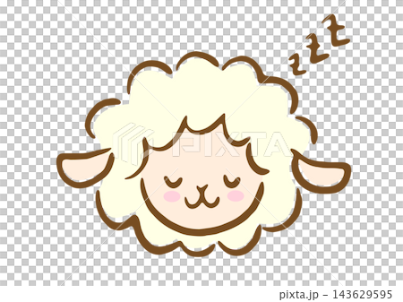 眠っているかわいい羊のお顔だけゆるイラスト 眠っているかわいい羊のお顔だけゆるイラスト 143629595