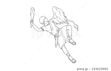 ギリシャ神話のオリオンの線画イラスト ギリシャ神話のオリオンの線画イラスト 143629992