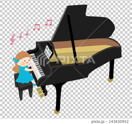 Vector illustration of a girl playing the piano at a recital. Vector illustration of a girl playing the piano at a recital. 143630952