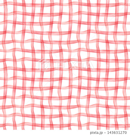 Cute Pink Check Seamless Pattern. Watercolor dopamine pastel hand drawn illustration isolated on white background summer design home kitchen textile table cloth plaid companion fabric crockery Cute Pink Check Seamless Pattern. Watercolor dopamine pastel hand drawn illustration isolated on white background summer design home kitchen textile table cloth plaid companion fabric crockery 143631270