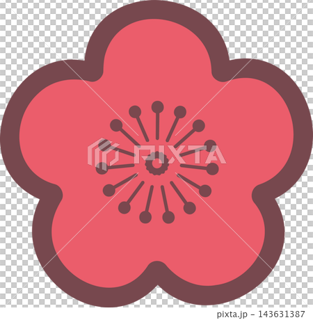 Illustration of red and pink plum blossoms 143631387