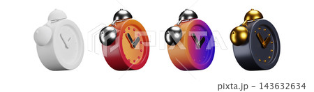 3D clock set glossy time elements on white background 143632634