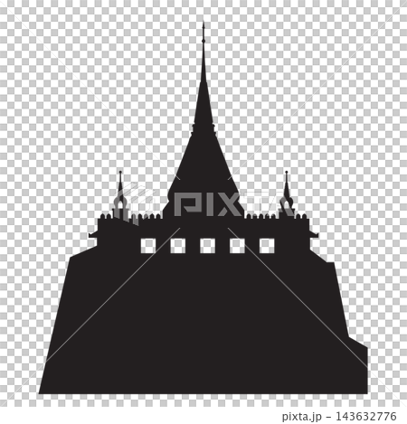 Wat Saket (Golden Mount) Thai temple silhouette 143632776