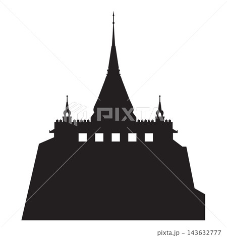 Wat Saket (Golden Mount) Thai temple silhouette 143632777