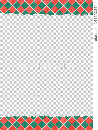 Torn paper-like background frame, diamond pattern, rhombus pattern, watercolor style, portrait orientation. 143632844